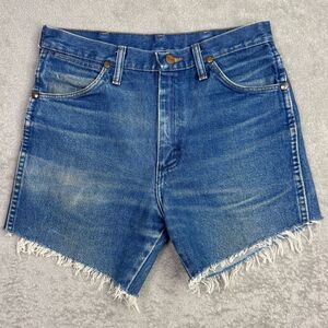 Vintage Wrangler Cowboy Cut-Off Shorts Women 30x32 Blue Denim Cotton Regular Fit